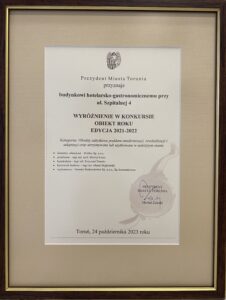 Dyplom w konkursie Obiekt Roku edycja 2021-2022